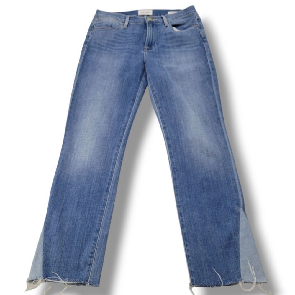 Frame Jeans Size 26 W27"xL26.5" Frame Le High Straight Jeans Stretch Blue Denim